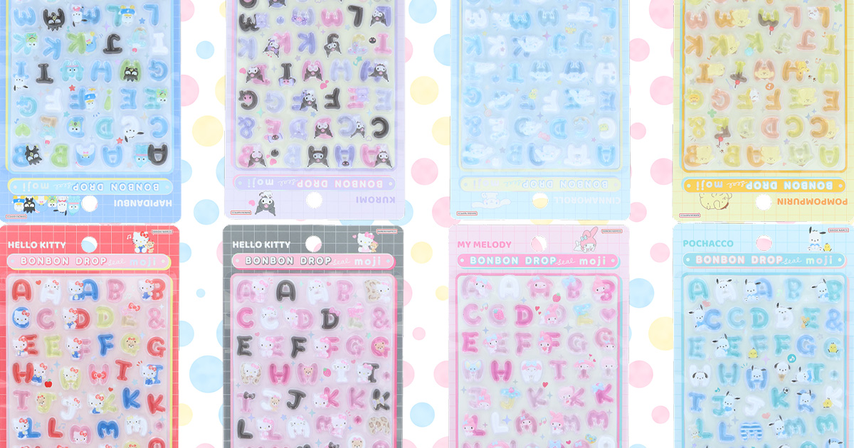 Sanrio x Bonbon Drop "feat. moji" Alphabet Stickers: All 8 Designs Reviewed — Perfect for Oshi-Katu Deco