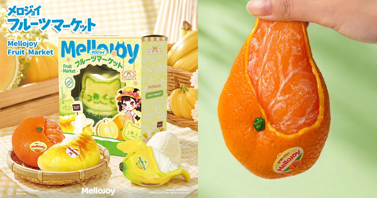 触って癒される！Mellojoy フルーツマーケット スクイーズ【全4種】リアルなフルーツ型シリコントイ