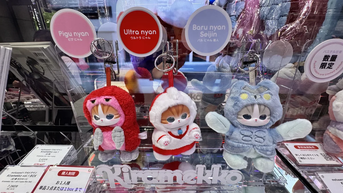 Kiramekkoキーホルダーの実物展示ケース